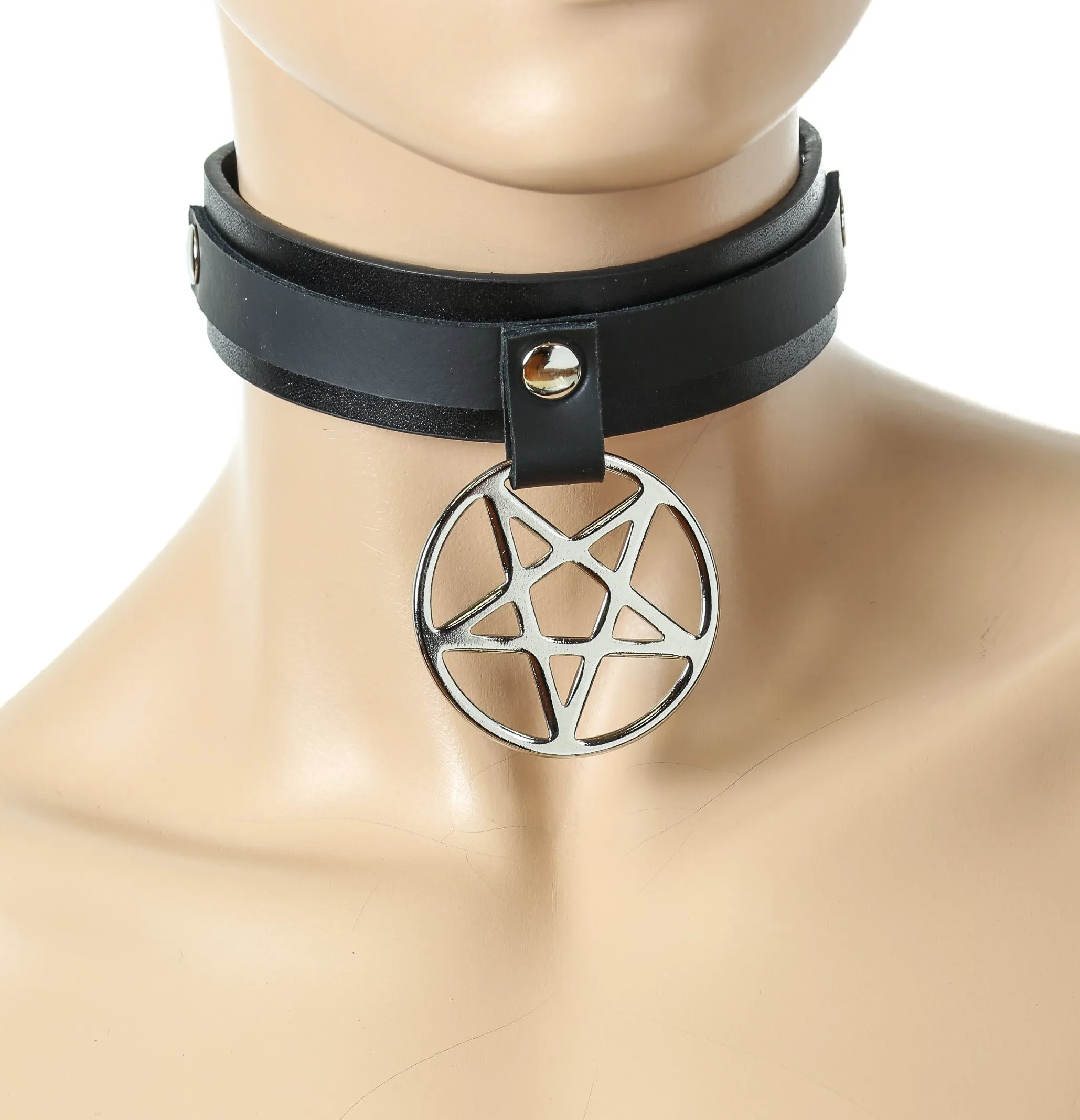 1 1/8" Wide Large Pentagram Choker
