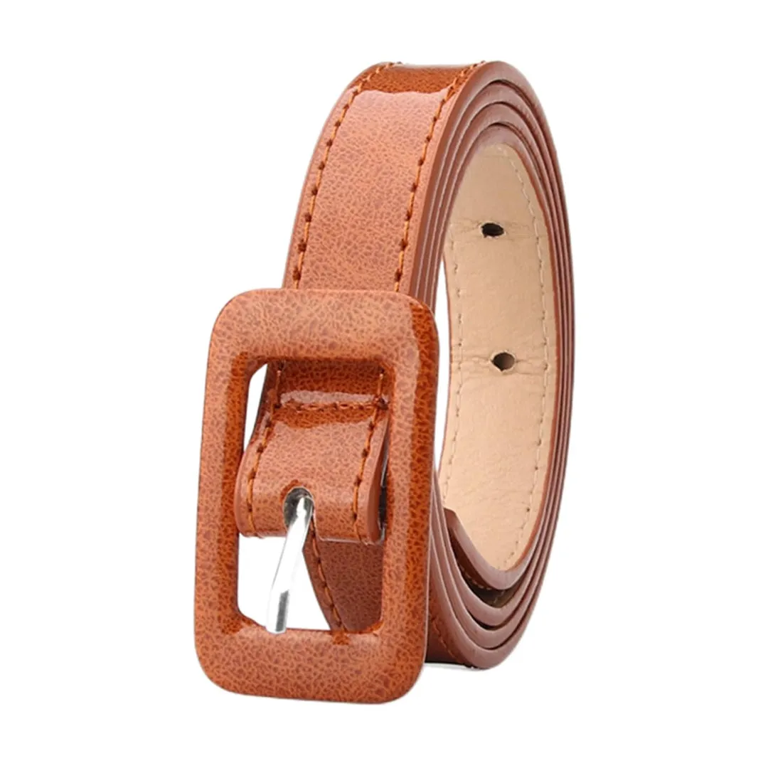 104cm Women's Camel Genuine Leather Retro Belt with Camel Square Buckle