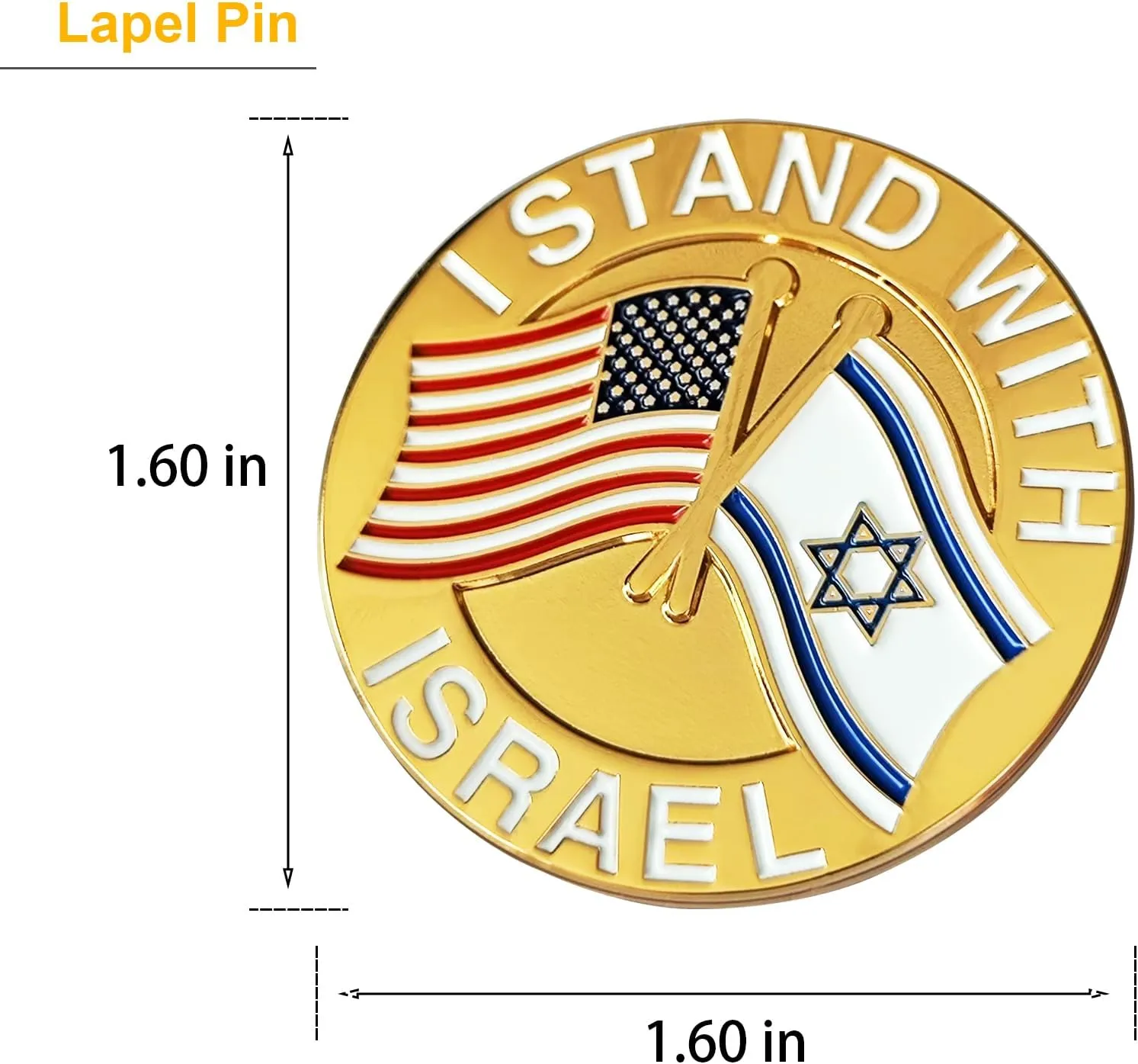 1/2pcs I STAND WITH ISRAEL Flag Enamel Lapel Pin American Friendship US USA Israeli Crossed Flag Pins Souvenir Metal Patriotic Badges Brooches for Jewish Hanukkah Gifts Decoration