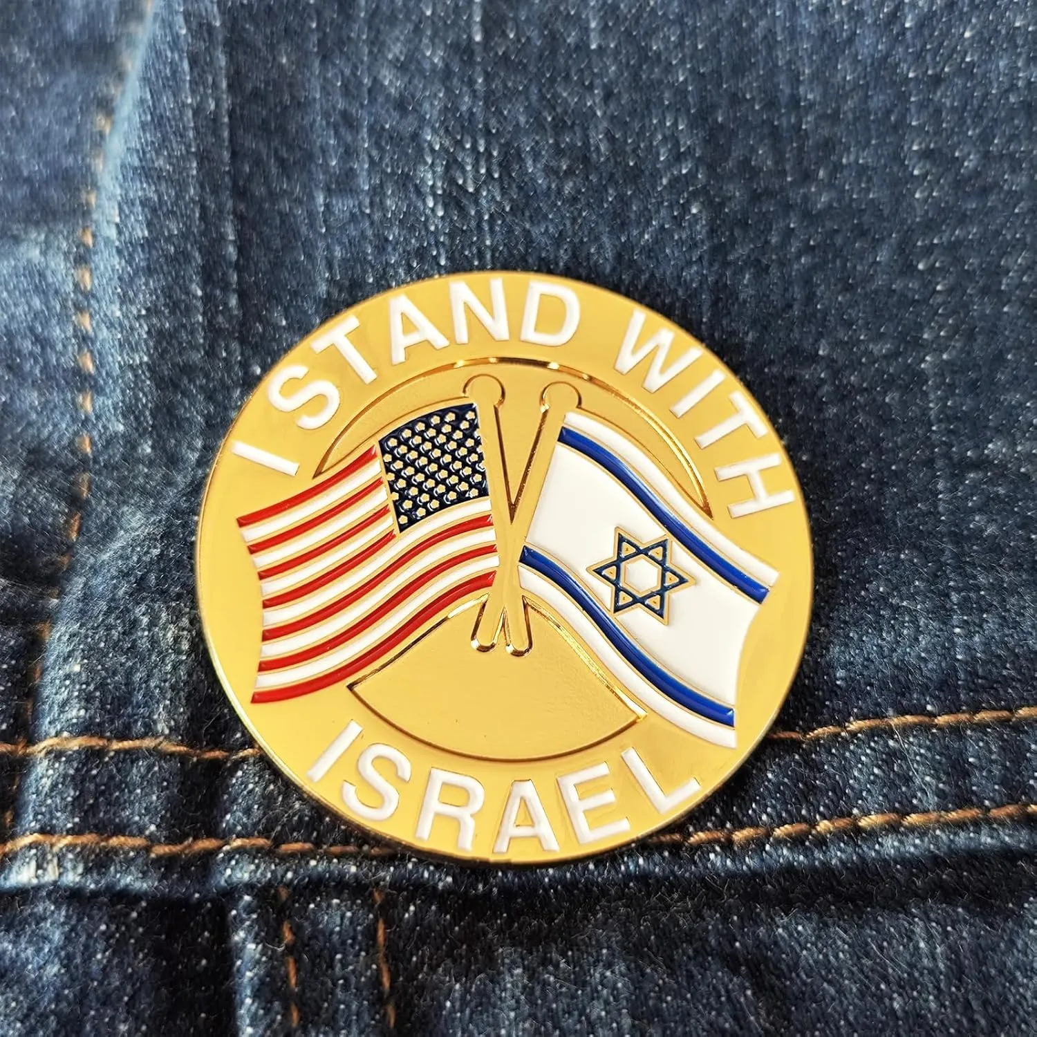 1/2pcs I STAND WITH ISRAEL Flag Enamel Lapel Pin American Friendship US USA Israeli Crossed Flag Pins Souvenir Metal Patriotic Badges Brooches for Jewish Hanukkah Gifts Decoration