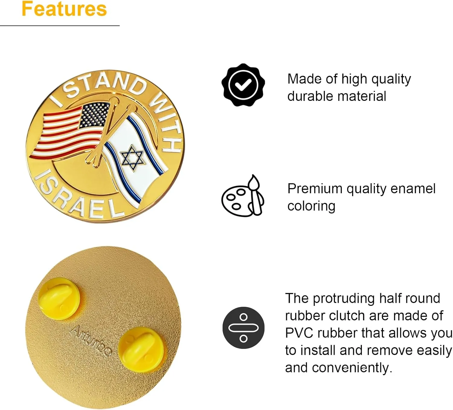 1/2pcs I STAND WITH ISRAEL Flag Enamel Lapel Pin American Friendship US USA Israeli Crossed Flag Pins Souvenir Metal Patriotic Badges Brooches for Jewish Hanukkah Gifts Decoration