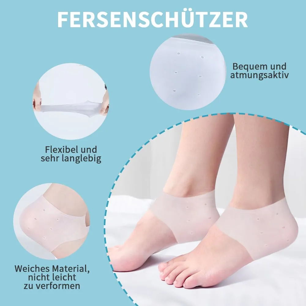 2 piece combination package heel protection, silicone heel protection, heel pad, suitable for heel pain, dry cracks, plantar fasciitis, heel spurs, swollen ankles, transparent1112