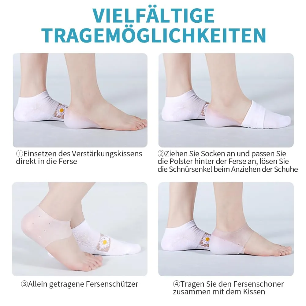 2 piece combination package heel protection, silicone heel protection, heel pad, suitable for heel pain, dry cracks, plantar fasciitis, heel spurs, swollen ankles, transparent1112