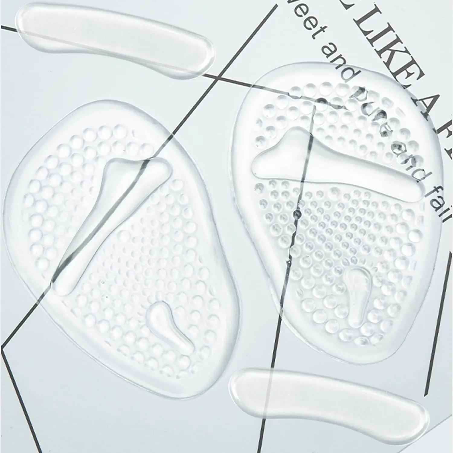 4 Pairs High Heel Insoles, 2 Pairs Clear Heel Adhesives, Soft Gel for Metatarsal Pain Relieving, Non Slip Gel Sole for Any Shoe Silicone Insole
