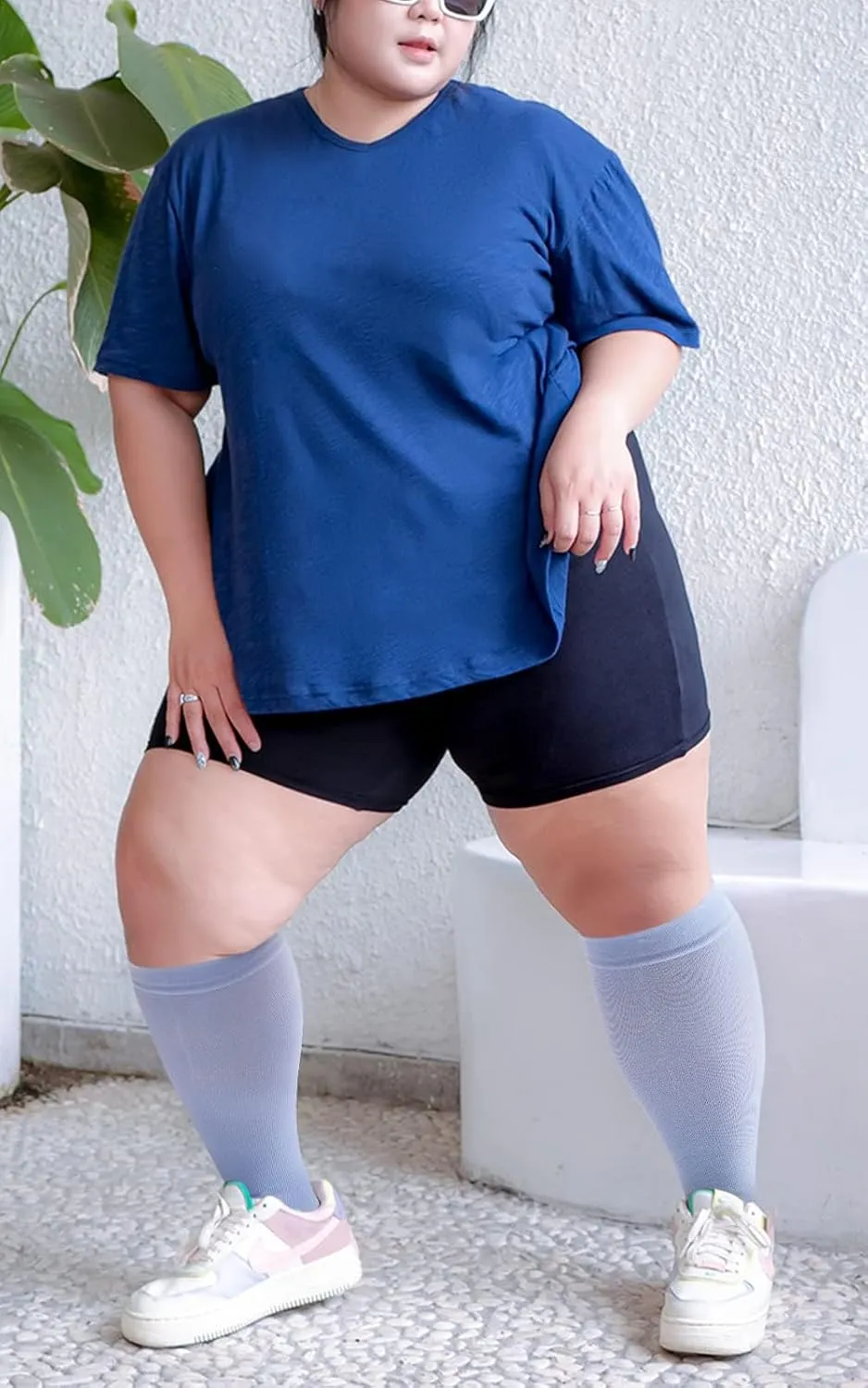 Abodhu Plus Size Compression Socks Open Toe Compression for Women& Men 15-20mmHg Wide Calf Knee High Toeless Compression Sock
