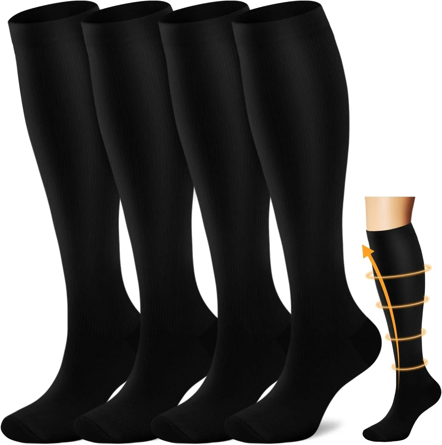 ACTINPUT Copper Compression Socks Men Women Circulation 4 Pairs-Best Support for Nurses,Running,Cycling