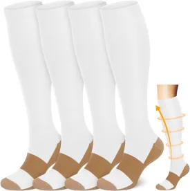 ACTINPUT Copper Compression Socks Men Women Circulation 4 Pairs-Best Support for Nurses,Running,Cycling