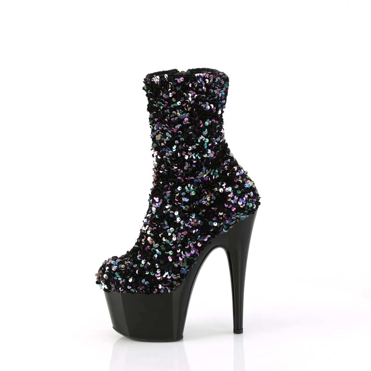 ADORE-1042SQ Pleaser Sexy Black Sequin Exotic Dancing Ankle Boots