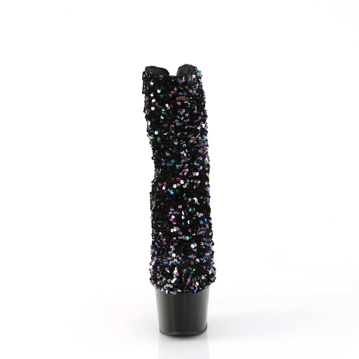 ADORE-1042SQ Pleaser Sexy Black Sequin Exotic Dancing Ankle Boots