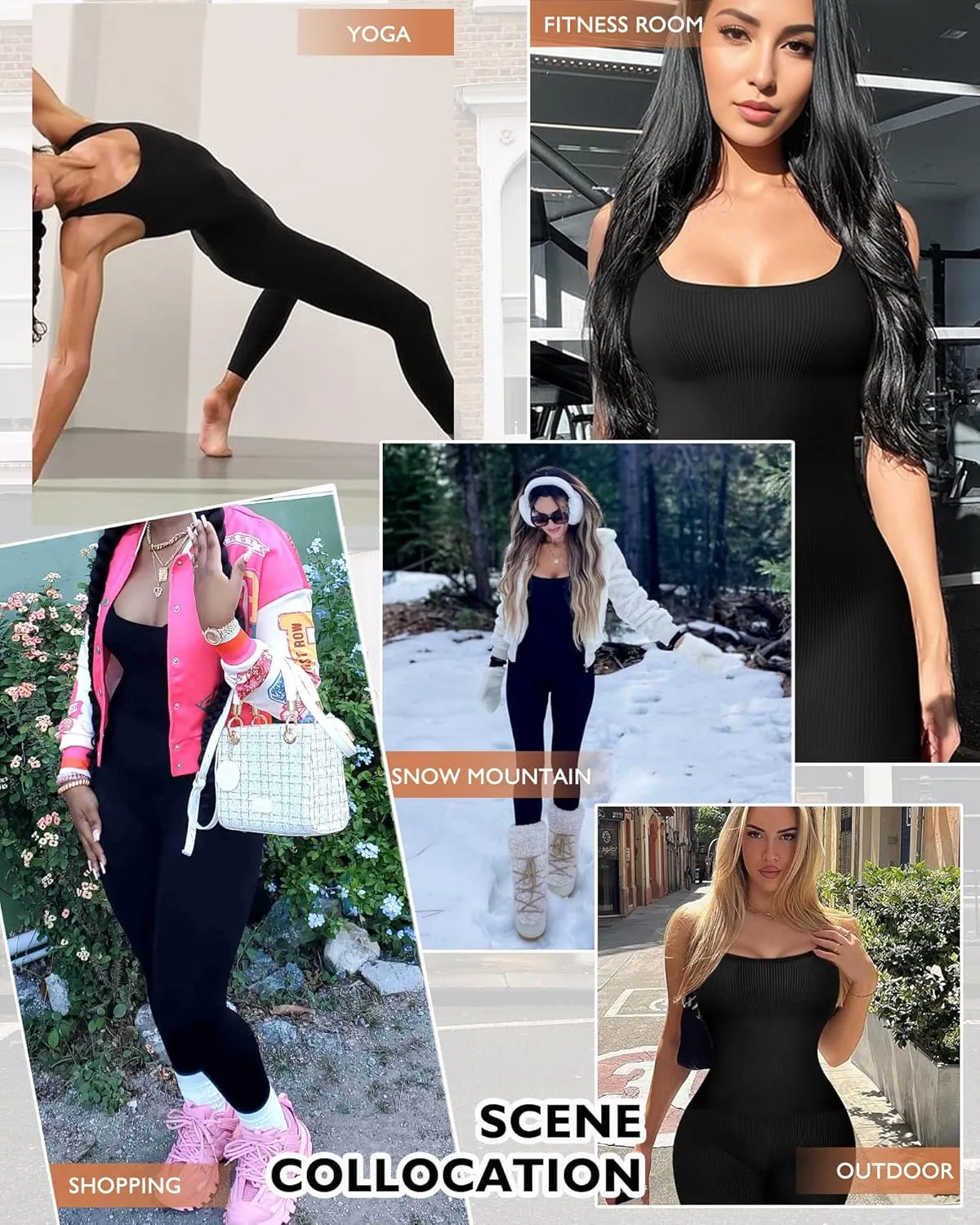 AURUZA Jumpsuit for Women Workout Seamless Jumpsuits Yoga Ribbed One Piece Tank Tops Rompers Sleeveless Exercise Jumpsuits