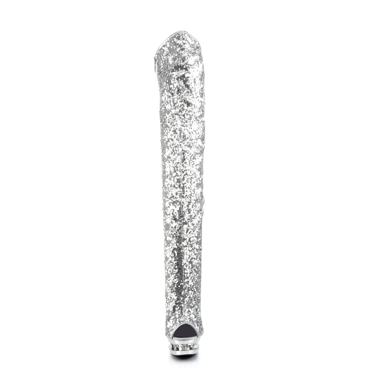 BLONDIE-R-3011 Sexy 6" Silver Sequins Pole Dancer Platform Thigh High Boots