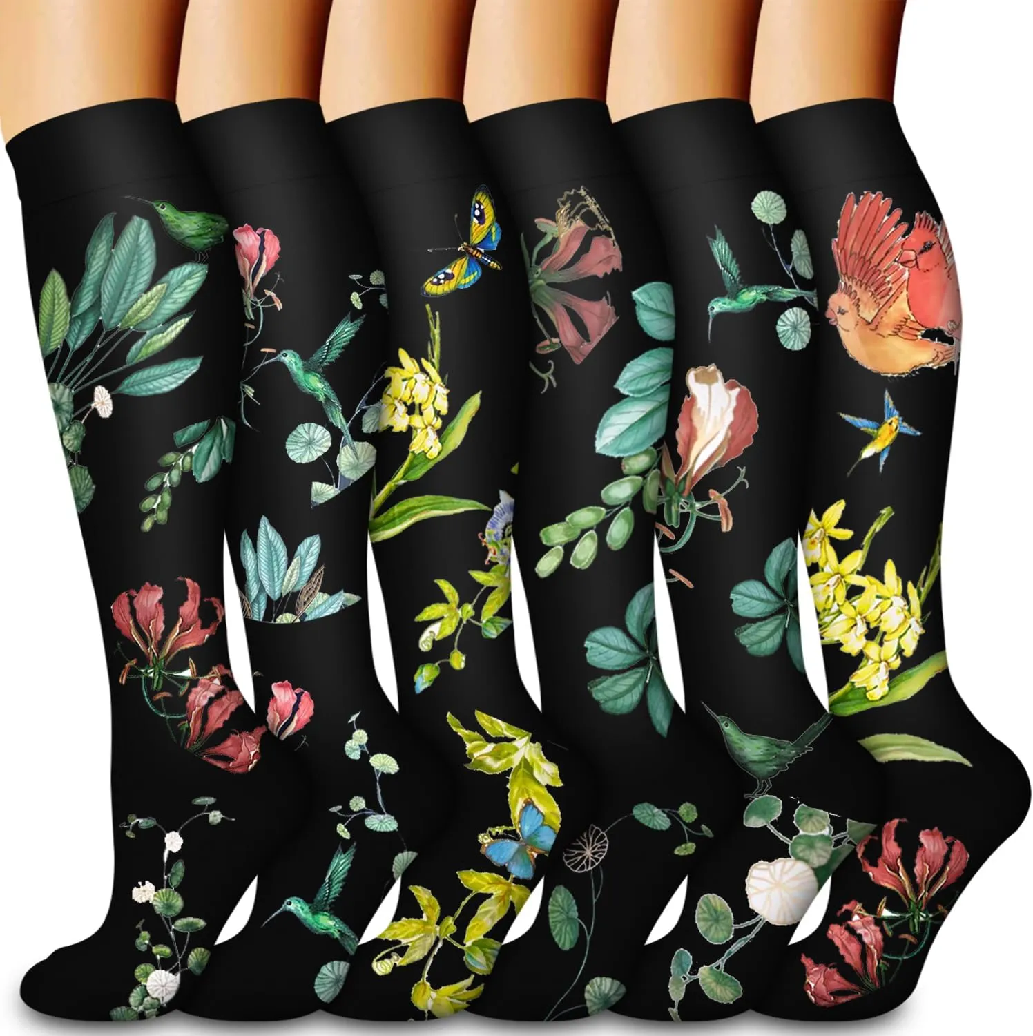 Bluemaple 6 Pack Copper Compression Socks for Women & Men - Best Support for Nurses, Recovery, Running, Athletic