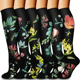 Bluemaple 6 Pack Copper Compression Socks for Women & Men - Best Support for Nurses, Recovery, Running, Athletic