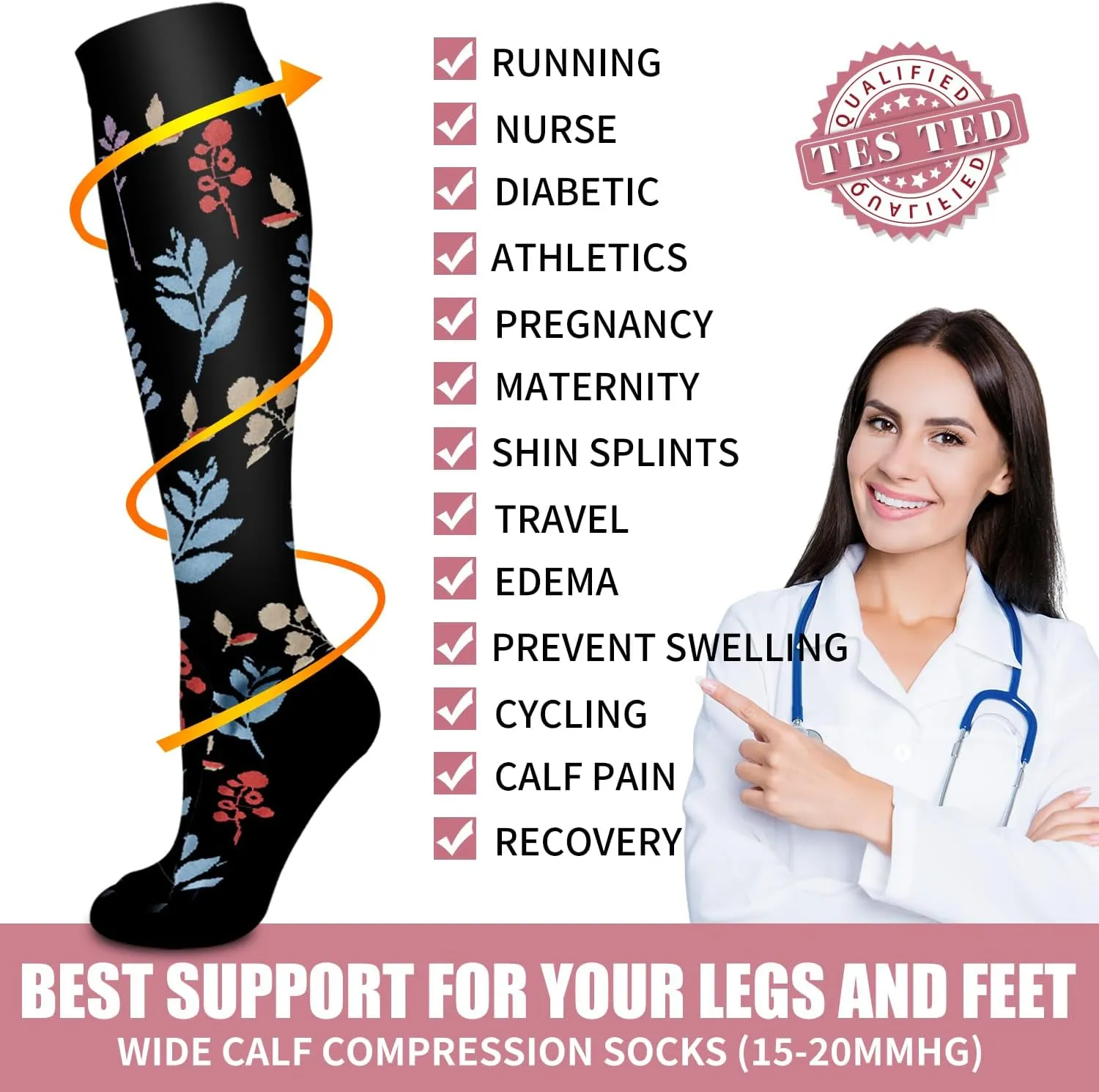 Bluemaple Copper Compression Socks For Women & Men Circulation - Best for Running,Nursing,Hiking,Flight&Travel