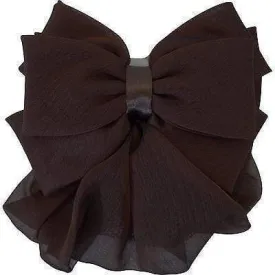 Brown Hair Bow Bun Net Barrette Clip Satin Ribbon Snood Kids Womens Accessories