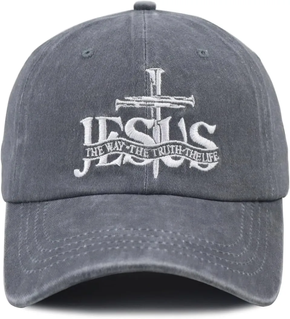 Christian Jesus Hat for Men Women, Adjustable Embroidered Cotton The Way The Truth The Life Baseball Cap