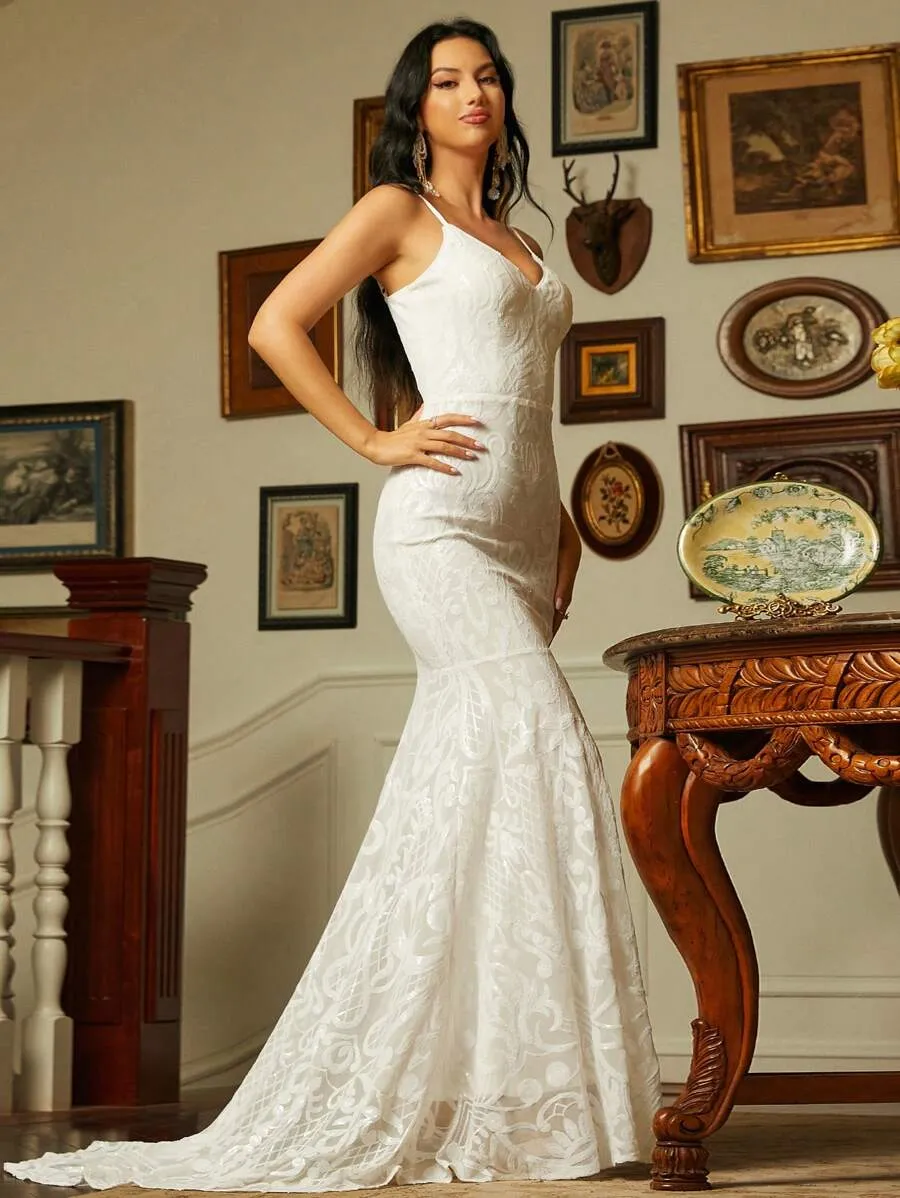 Cinnamon sequin patterned wedding gown Express NZ wide