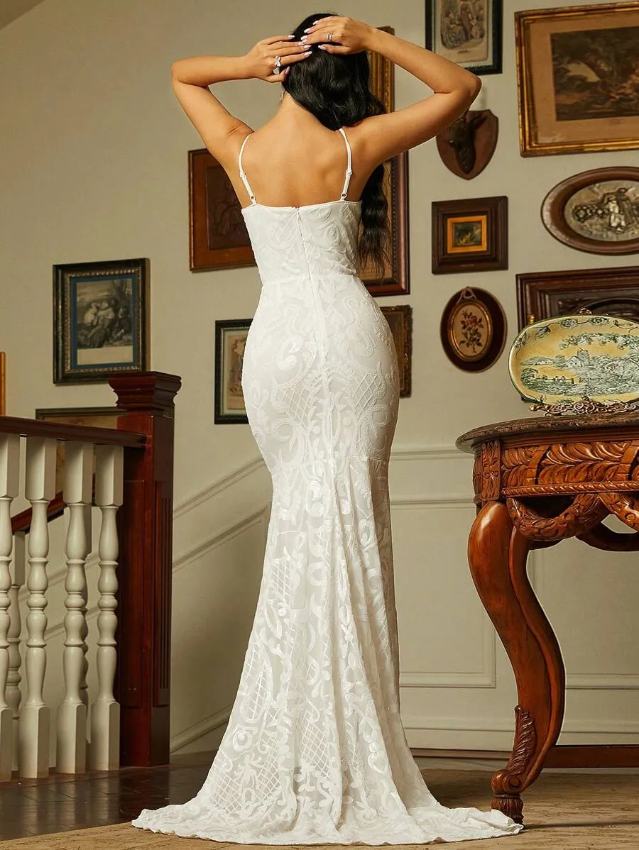 Cinnamon sequin patterned wedding gown Express NZ wide