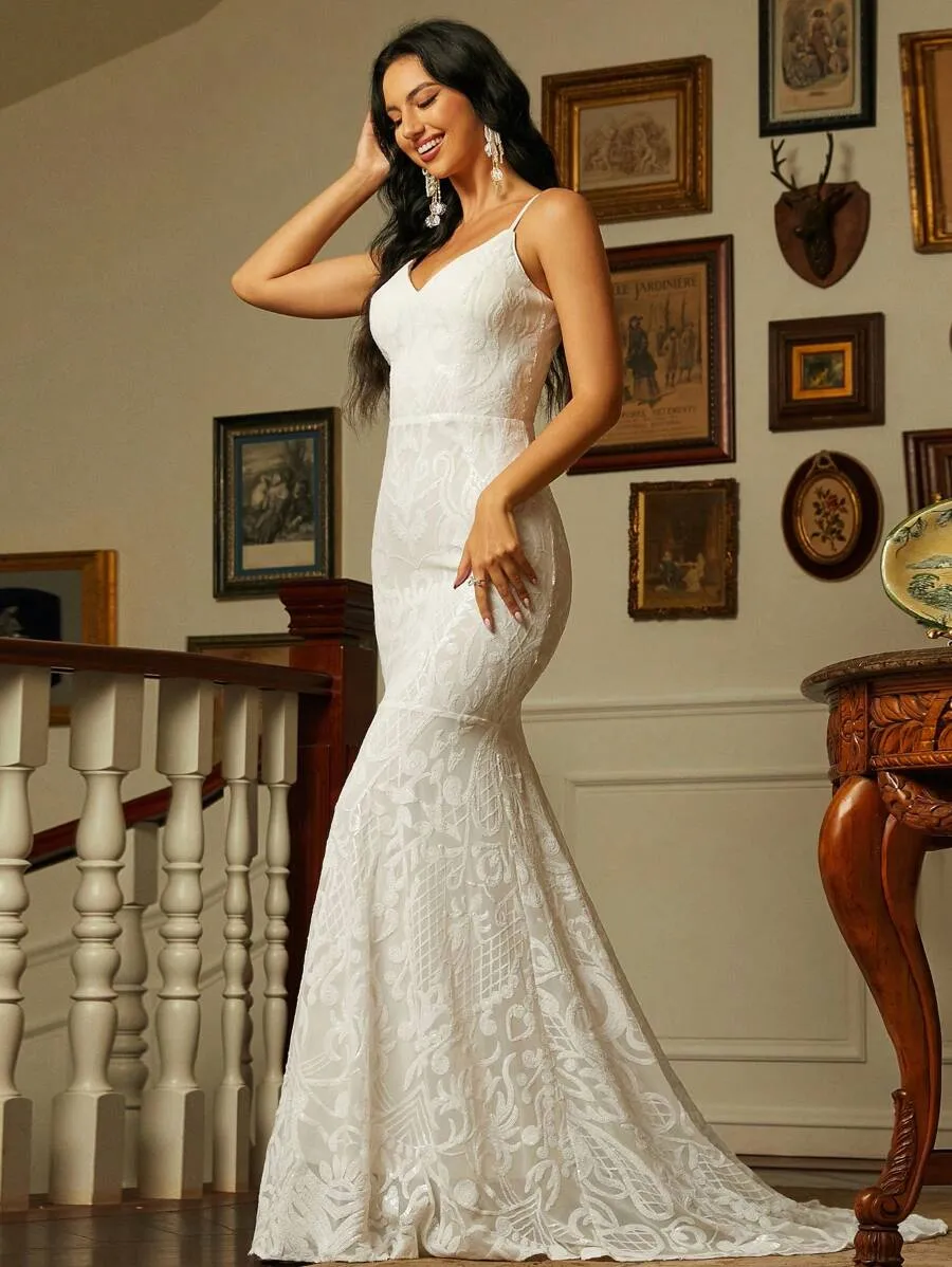 Cinnamon sequin patterned wedding gown Express NZ wide