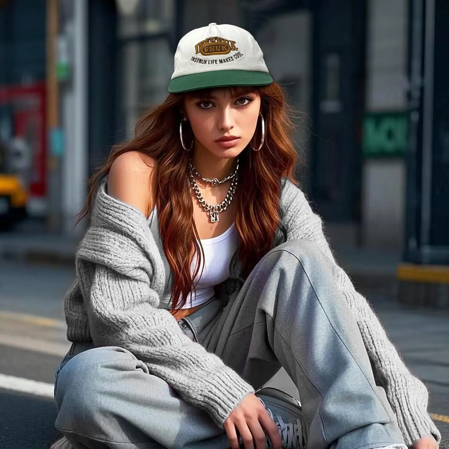Clakllie Flat Bill Baseball Cap Snapback Trucker Hat Steet Casual Hip Hop Cap Breathable Runner Cap Vintage Low Profile Hat