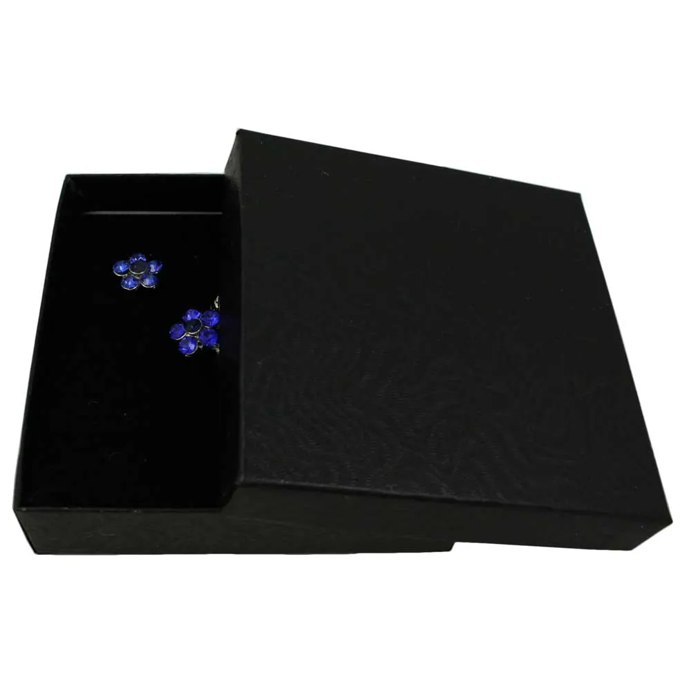 Cobalt Blue Crystal Daisies Brooch Pin and Earring Set - PRL904BS