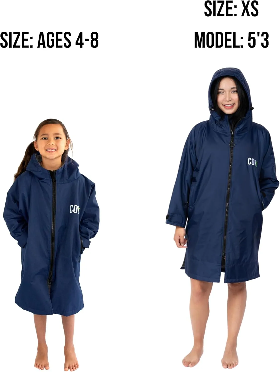 COR Surf Swim Parka for Youth and Adults | Heavy-Duty Weatherproof Swimming Jacket with Size Options for Men, Women and Kids
