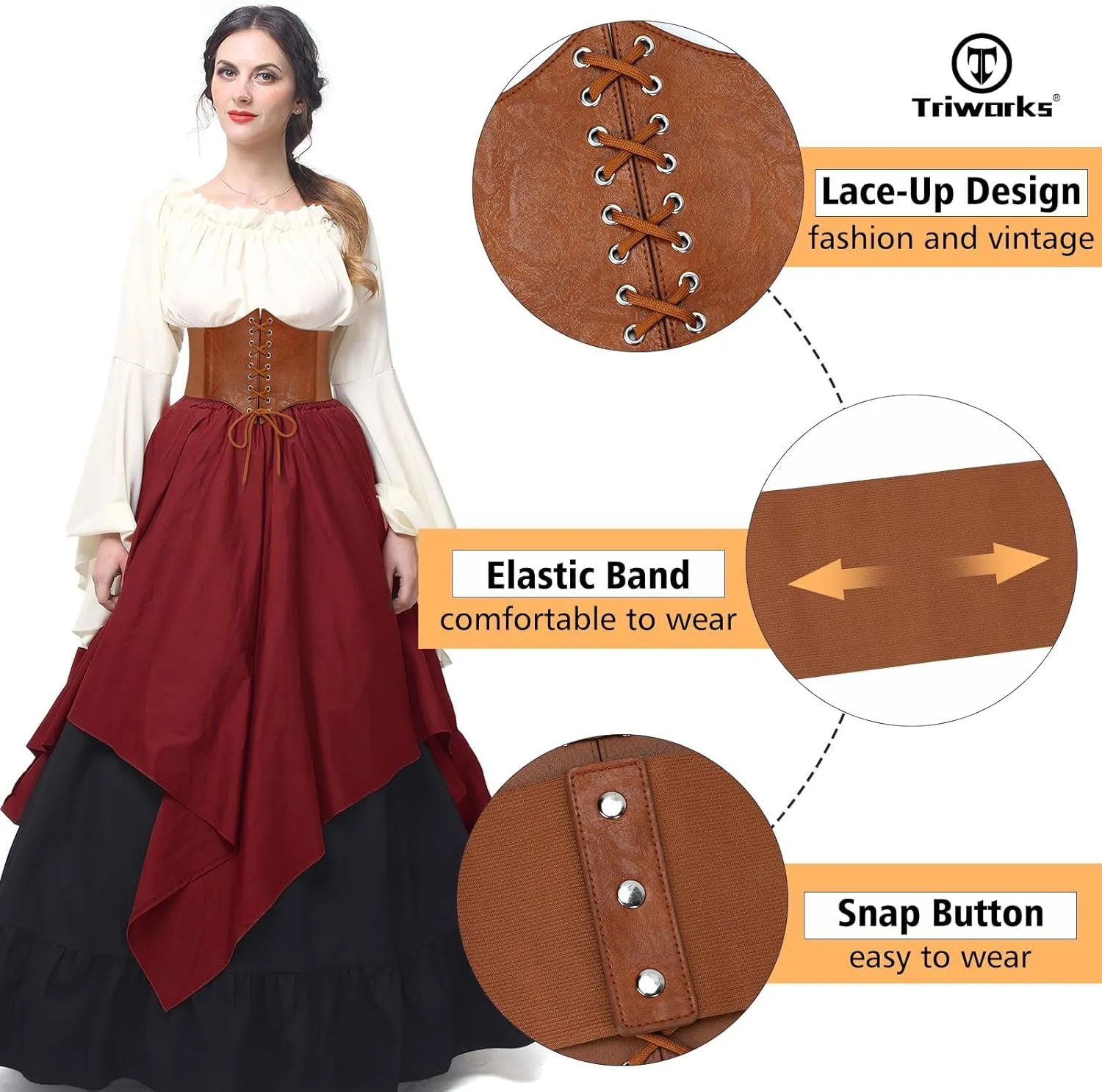 Corset Belt for Women, Lace Up Elastic Waist Belt,Tied Waspie Corset Belts for Women Halloween Costume