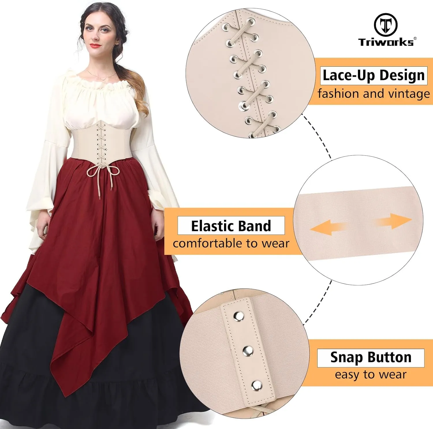 Corset Belt for Women, Lace Up Elastic Waist Belt,Tied Waspie Corset Belts for Women Halloween Costume