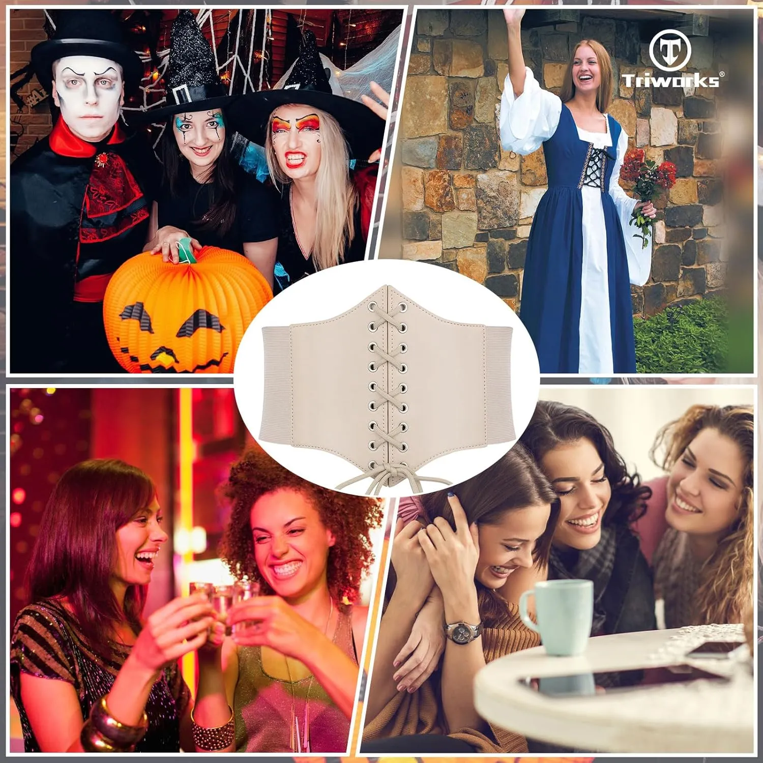 Corset Belt for Women, Lace Up Elastic Waist Belt,Tied Waspie Corset Belts for Women Halloween Costume