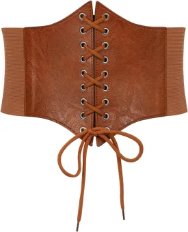 Corset Belt for Women, Lace Up Elastic Waist Belt,Tied Waspie Corset Belts for Women Halloween Costume