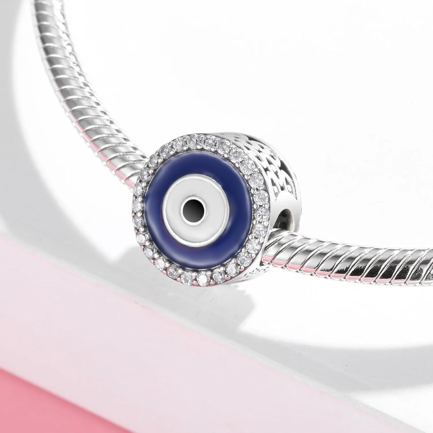 Evil Eye Charms 925 Sterling Silver Charms for Bracelet and Lucky Jewelry Hamsa Charm Fatima Charms Beads European Charm Evil Eye Compatible Bracelet Necklace for Women Mother Sister Gifts