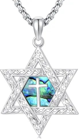 Evil Eye/Star of David/Cross Necklace 925 Sterling Silver Jewish Star Necklace Chai Pendant Jewelry for Men
