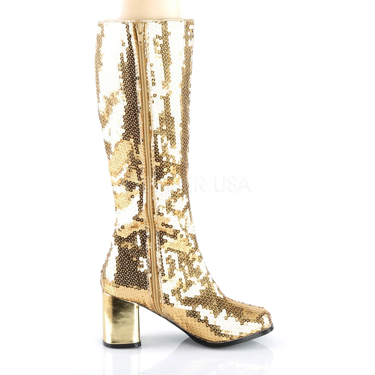 Gold Sequins Boots