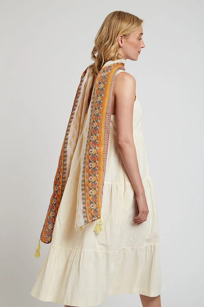 Hadlet Mustard Border Boho Scarf