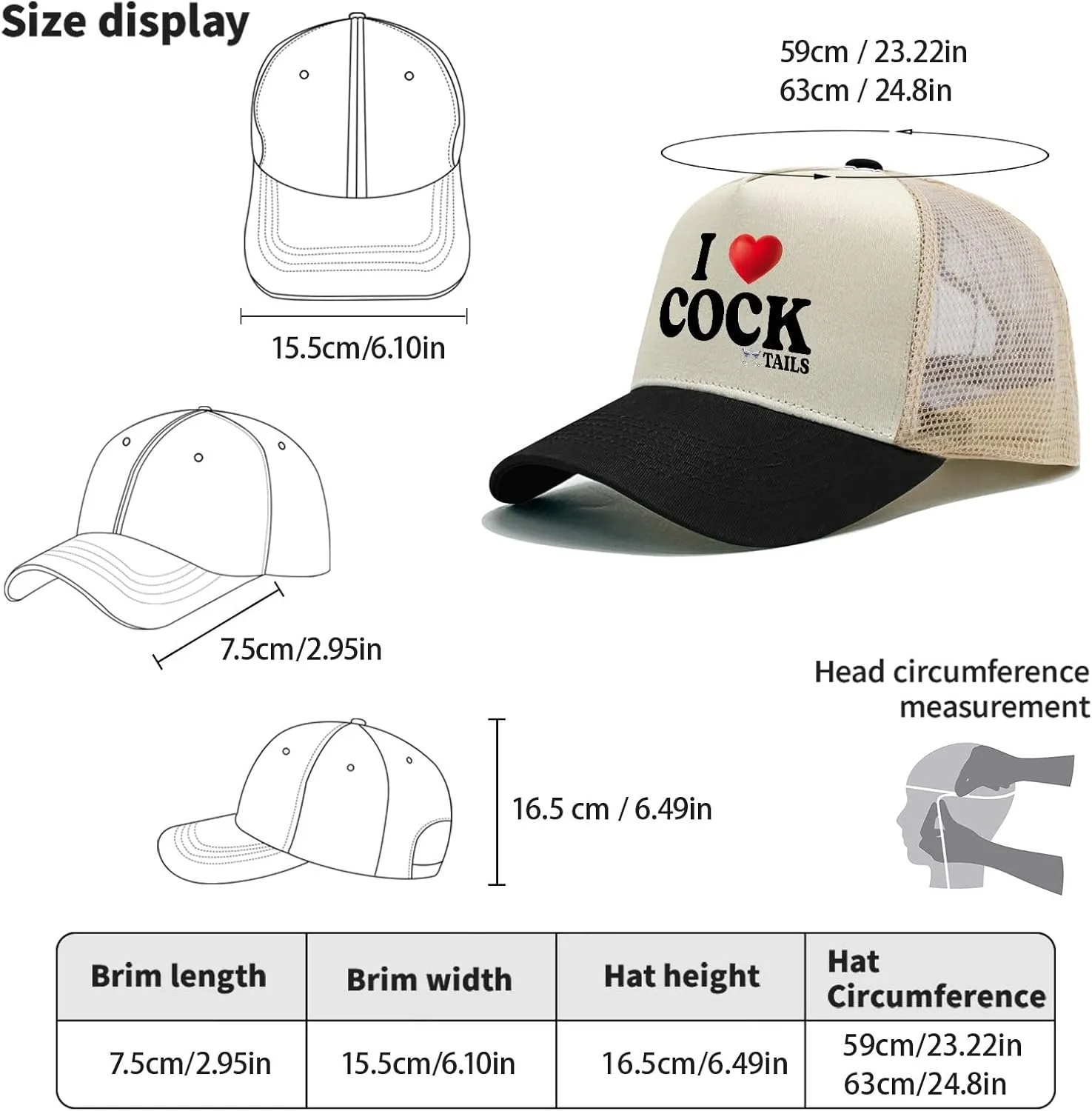 I Love Cocktails Hat Trucker Hat Men Funny Mesh Hats for Summer