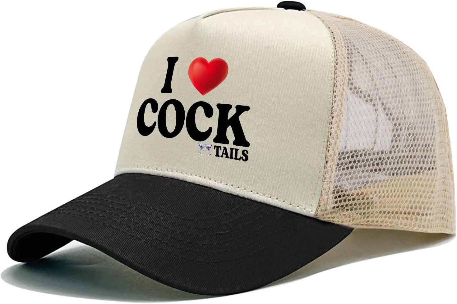 I Love Cocktails Hat Trucker Hat Men Funny Mesh Hats for Summer