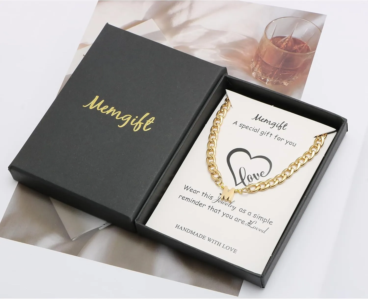 Initial Letter Necklace for Men Women Stianless Steel 5mm Chains Jewelry Birthday Christmas Father's Day Mother's Day Valentine's Day Gift for Father Mother Son