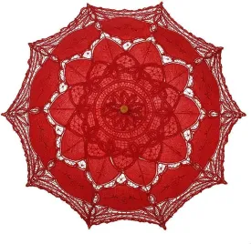 Lace Parasol Umbrella Vintage Wedding Bridal Lace Umbrella for Decoration Photo Tea Party 32 Inch Adult Size