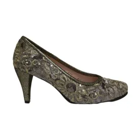 Le Babe - Grey & Gold High Heel Court shoe