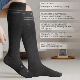 LEVSOX Viscose for Bamboo Compression Socks for Women&Men 20-30 mmHg Knee High Cute Support Socks for Nurses Pregnacy Travel