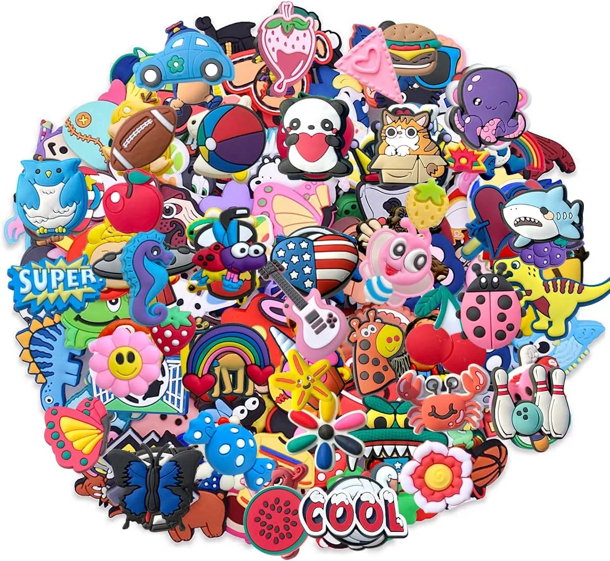 Lot of 30,50,100 pcs Random PVC Different Shoe Charms for Shoe Decoration