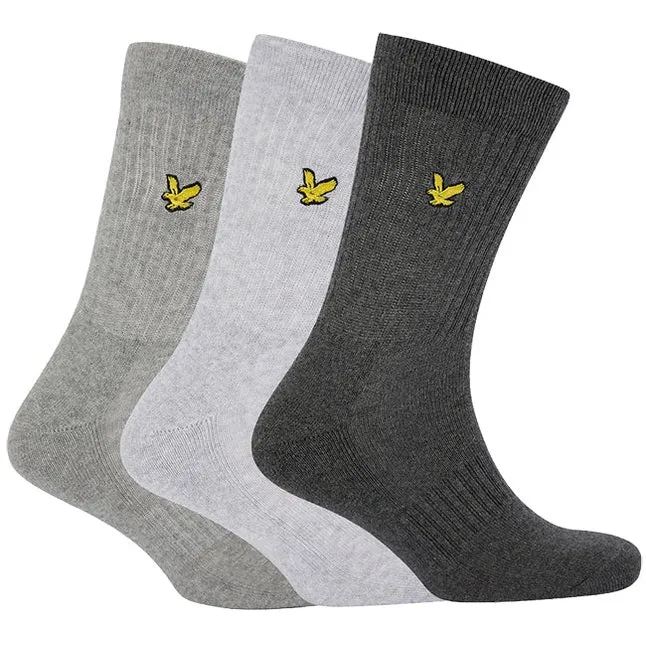 Lyle and Scott Accessories Hamilton Socks 3 Pack Dark Grey Marl Light Grey Marl