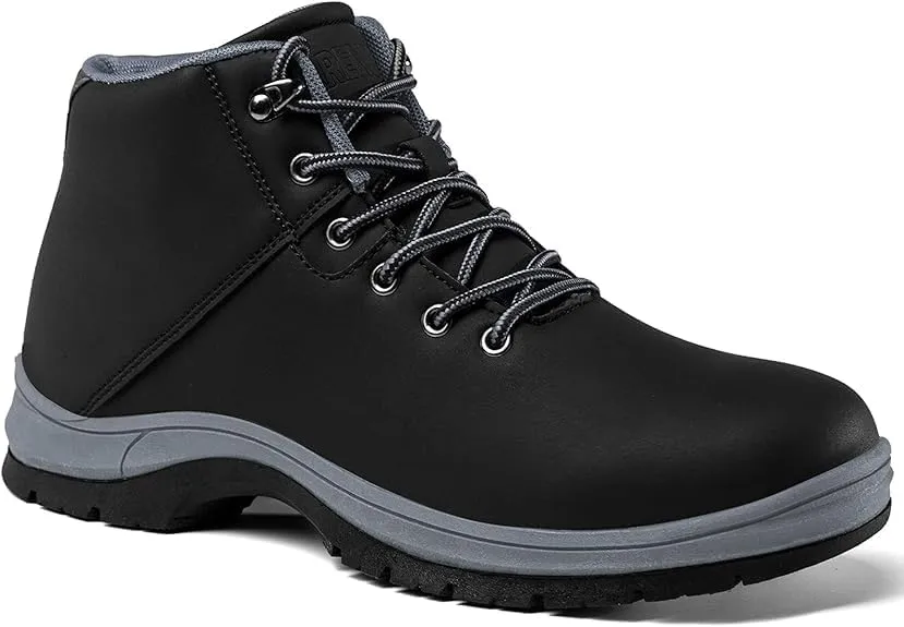 Mens Lightweight Hiking Boots Water Resistant Mid Ankle Work Casual Hiker Trekking Outdoor Boots Anti Slip Hiking Shoes Black