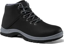 Mens Lightweight Hiking Boots Water Resistant Mid Ankle Work Casual Hiker Trekking Outdoor Boots Anti Slip Hiking Shoes Black