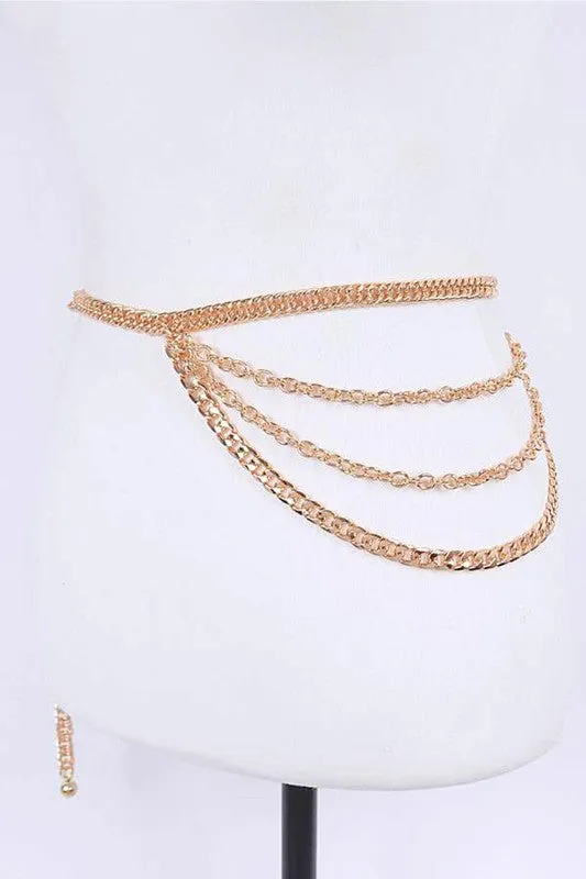 Mix Texture Layered Chain Belt