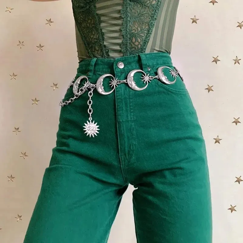 Moon Silver Metal Belt