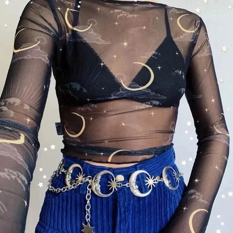 Moon Silver Metal Belt