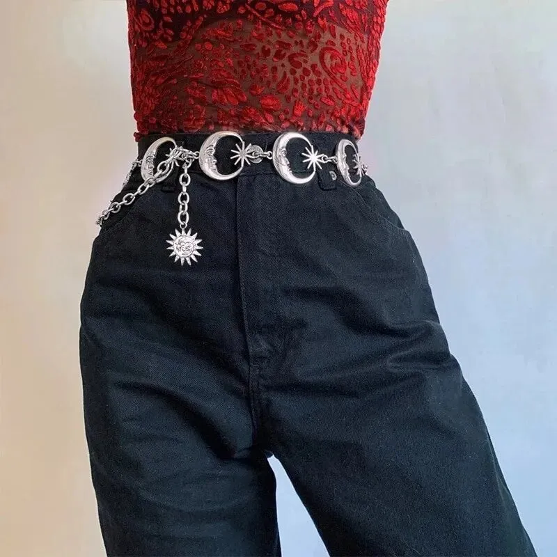 Moon Silver Metal Belt