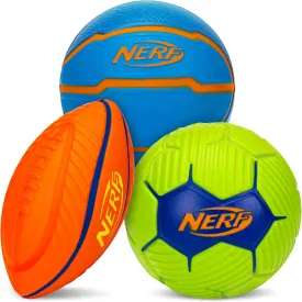 Nerf Micro Foam Sports Ball Set - Kids Foam Micro Football, Soccer Ball   Basketball Set Soft Stress Relief Foam Sports Set for Kids - Multicolor