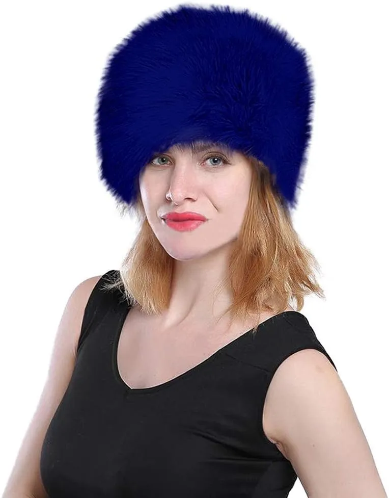 Old Dlrd Russian Hat,Winter Faux Fur Hats for Women,Warm Russian Cossack Style Hat for Ladies